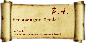 Pressburger Arnó névjegykártya